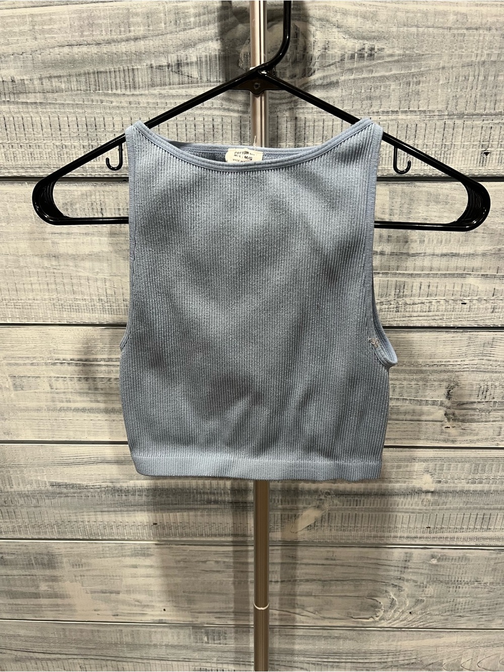 Cotton On Light Blue Ribbed Crop Tank